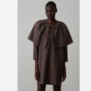 NWT Caron Callahan Leon Brown Polka Dot Silk Cotton Dress Size S